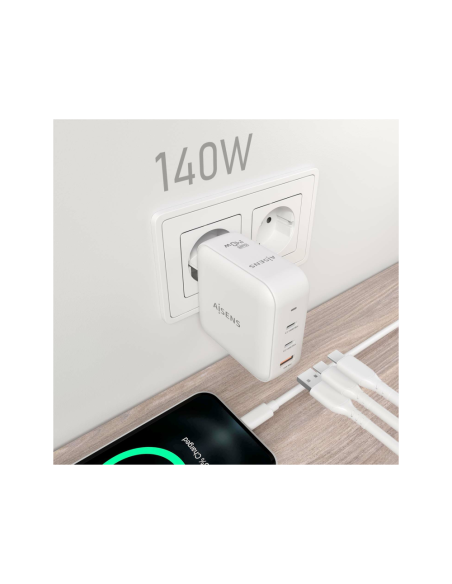 AISENS ASCH-140W3P030-W cargador de dispositivo móvil Universal Corriente alterna Carga rápida Interior