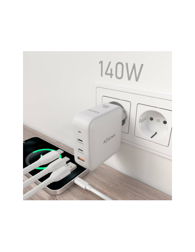 AISENS ASCH-140W3P030-W cargador de dispositivo móvil Universal Corriente alterna Carga rápida Interior