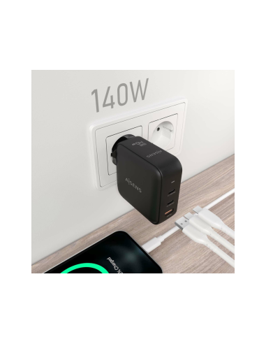 AISENS ASCH-140W3P031-BK cargador de dispositivo móvil Universal Corriente alterna Carga rápida Interior