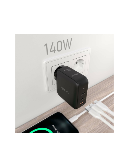 AISENS ASCH-140W3P031-BK cargador de dispositivo móvil Universal Corriente alterna Carga rápida Interior