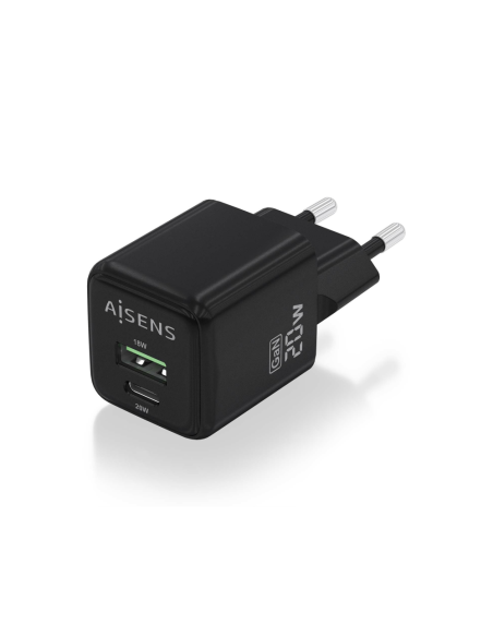 AISENS ASCH-20W2P011-BK cargador de dispositivo móvil Universal Corriente alterna Carga rápida Interior