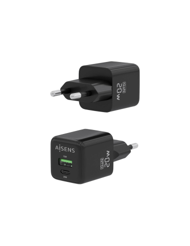 AISENS ASCH-20W2P011-BK cargador de dispositivo móvil Universal Corriente alterna Carga rápida Interior