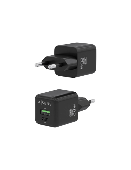 AISENS ASCH-20W2P011-BK cargador de dispositivo móvil Universal Corriente alterna Carga rápida Interior