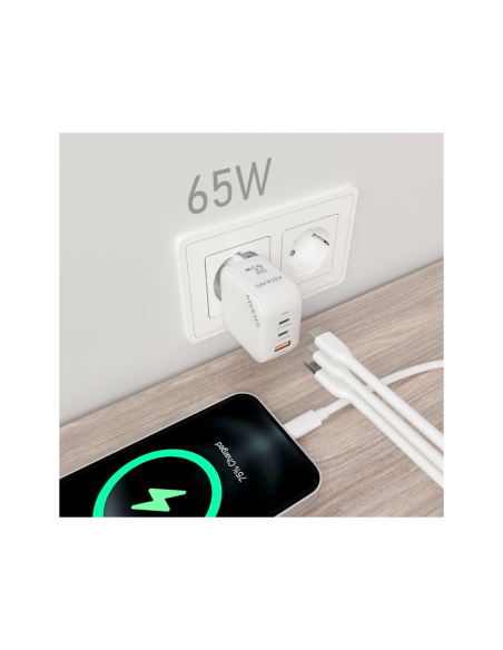AISENS ASCH-65W3P026-W cargador de dispositivo móvil Universal Corriente alterna Carga rápida Interior