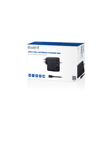 Ewent EW3978 cargador de dispositivo móvil Portátil Negro Corriente alterna Carga rápida Interior