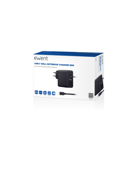 Ewent EW3978 cargador de dispositivo móvil Portátil Negro Corriente alterna Carga rápida Interior