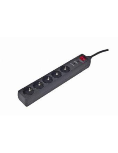 Gembird SPG5-C-15 limitador de tensión Negro 5 salidas AC 250 V 4,5 m