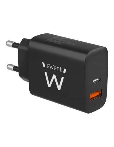 Ewent EW1319 cargador de dispositivo móvil Universal Negro Corriente alterna Carga rápida Interior