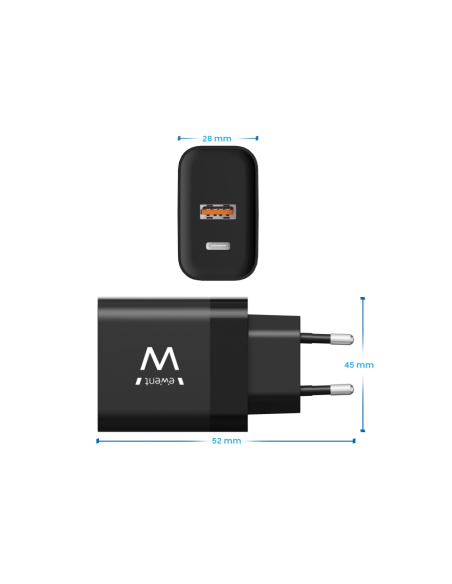 Ewent EW1327 cargador de dispositivo móvil Universal Negro Corriente alterna Carga rápida Interior