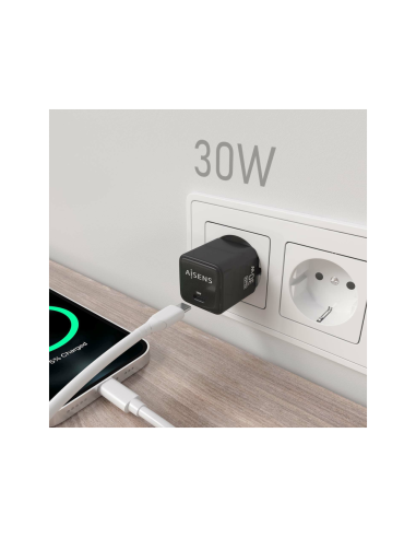 AISENS ASCH-30W1P036-BK cargador de dispositivo móvil Universal Corriente alterna Carga rápida Interior
