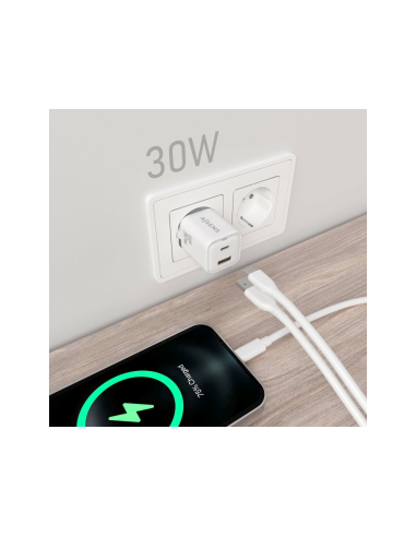 AISENS ASCH-30W2P020-W cargador de dispositivo móvil Universal Corriente alterna Carga rápida Interior