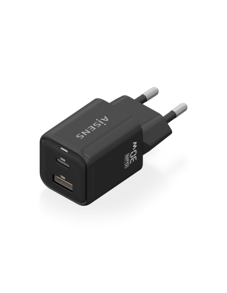AISENS ASCH-30W2P021-BK cargador de dispositivo móvil Universal Corriente alterna Carga rápida Interior