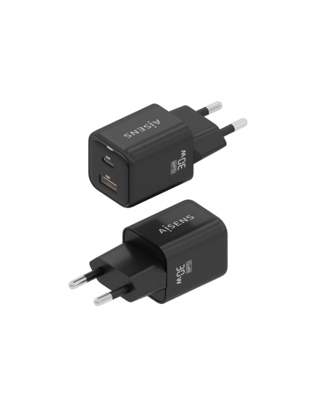 AISENS ASCH-30W2P021-BK cargador de dispositivo móvil Universal Corriente alterna Carga rápida Interior
