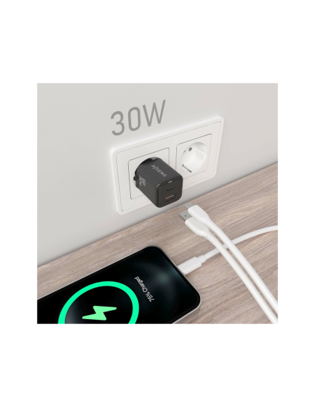 AISENS ASCH-30W2P021-BK cargador de dispositivo móvil Universal Corriente alterna Carga rápida Interior