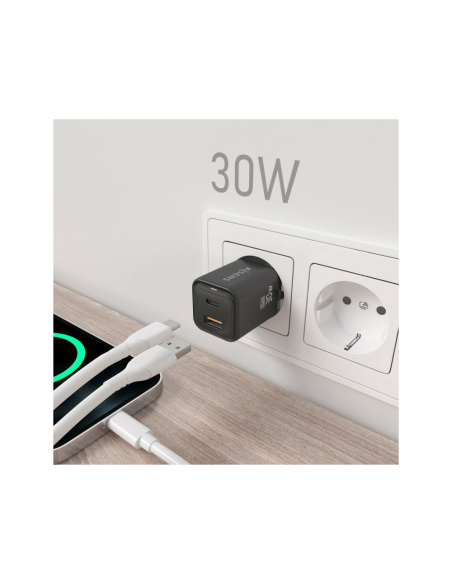 AISENS ASCH-30W2P021-BK cargador de dispositivo móvil Universal Corriente alterna Carga rápida Interior