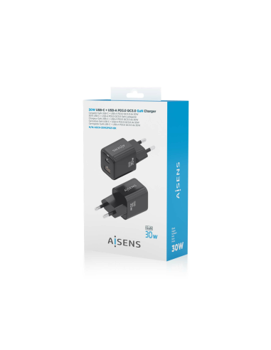 AISENS ASCH-30W2P021-BK cargador de dispositivo móvil Universal Corriente alterna Carga rápida Interior