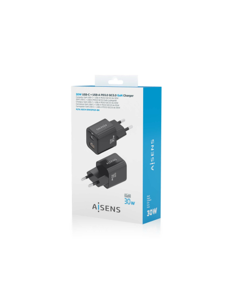 AISENS ASCH-30W2P021-BK cargador de dispositivo móvil Universal Corriente alterna Carga rápida Interior