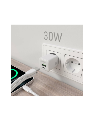 AISENS ASCH-30W2P037-W cargador de dispositivo móvil Universal Corriente alterna Carga rápida Interior