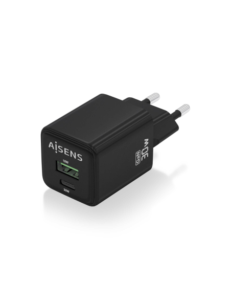 AISENS ASCH-30W2P038-BK cargador de dispositivo móvil Universal Corriente alterna Carga rápida Interior