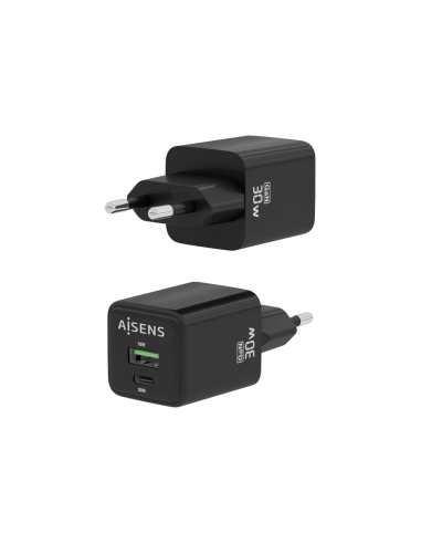 AISENS ASCH-30W2P038-BK cargador de dispositivo móvil Universal Corriente alterna Carga rápida Interior