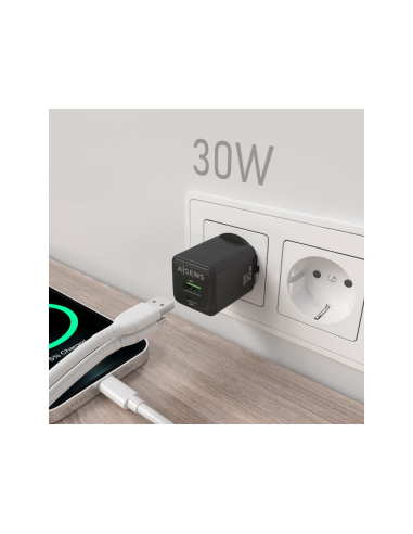AISENS ASCH-30W2P038-BK cargador de dispositivo móvil Universal Corriente alterna Carga rápida Interior