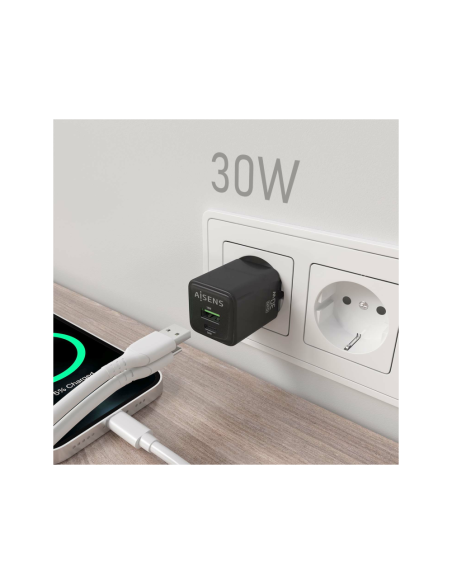AISENS ASCH-30W2P038-BK cargador de dispositivo móvil Universal Corriente alterna Carga rápida Interior