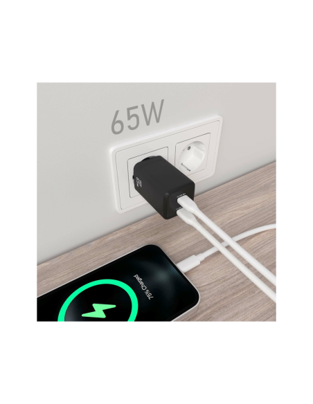 AISENS ASCH-65W2P040-BK cargador de dispositivo móvil Universal Corriente alterna Carga rápida Interior