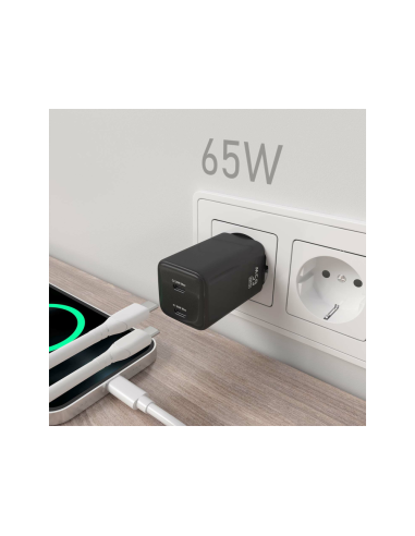 AISENS ASCH-65W2P040-BK cargador de dispositivo móvil Universal Corriente alterna Carga rápida Interior
