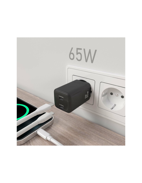 AISENS ASCH-65W2P040-BK cargador de dispositivo móvil Universal Corriente alterna Carga rápida Interior