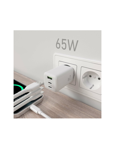 AISENS ASCH-65W3P041-W cargador de dispositivo móvil Universal Corriente alterna Carga rápida Interior