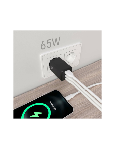 AISENS ASCH-65W3P042-BK cargador de dispositivo móvil Universal Corriente alterna Carga rápida Interior