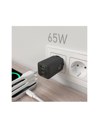 AISENS ASCH-65W3P042-BK cargador de dispositivo móvil Universal Corriente alterna Carga rápida Interior