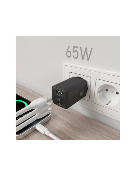 AISENS ASCH-65W3P042-BK cargador de dispositivo móvil Universal Corriente alterna Carga rápida Interior