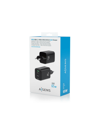 AISENS ASCH-65W3P042-BK cargador de dispositivo móvil Universal Corriente alterna Carga rápida Interior
