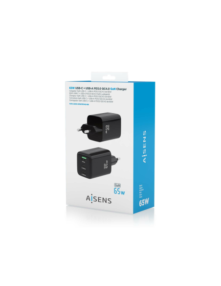 AISENS ASCH-65W3P042-BK cargador de dispositivo móvil Universal Corriente alterna Carga rápida Interior