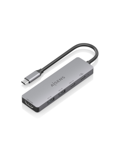 AISENS USB-C Dock 5 en 1, USB-C a 1xHDMI 2xUSB-A 1xUSB-C 1xUSB-C PD, Gris, 15cm