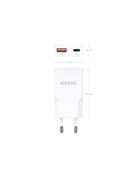 AISENS ASCH-30W2P046-W cargador de dispositivo móvil Cámara digital, MP3, MP4, Teléfono móvil, Navegante, Portátil, Consola de j