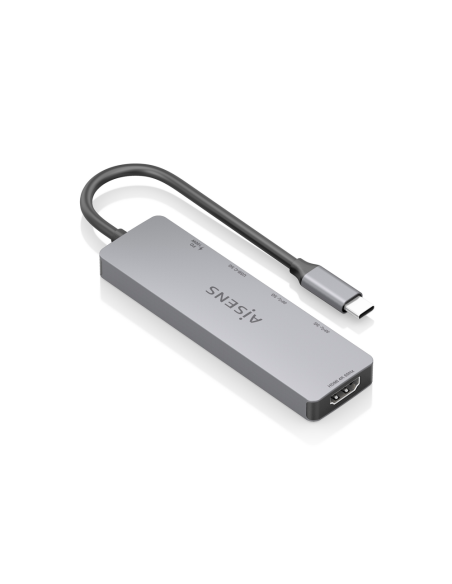 AISENS USB-C Dock 5 en 1, USB-C a 1xHDMI 2xUSB-A 1xUSB-C 1xUSB-C PD, Gris, 15cm