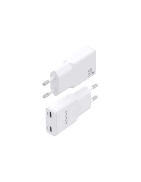 AISENS ASCH-30W2P048-W cargador de dispositivo móvil Cámara digital, MP3, MP4, Teléfono móvil, Navegante, Portátil, Consola de j