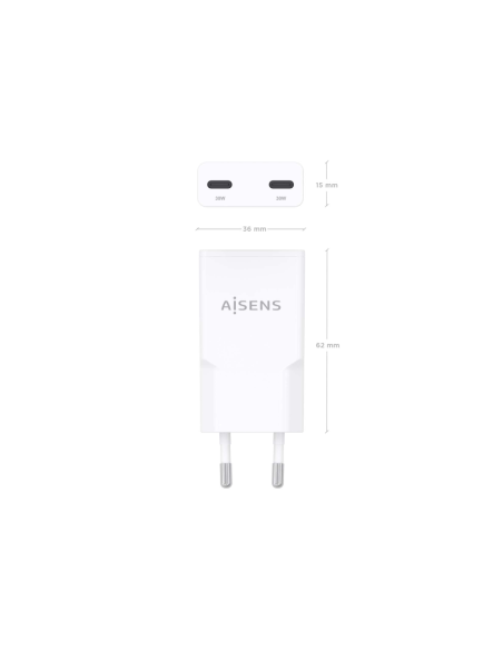 AISENS ASCH-30W2P048-W cargador de dispositivo móvil Cámara digital, MP3, MP4, Teléfono móvil, Navegante, Portátil, Consola de j