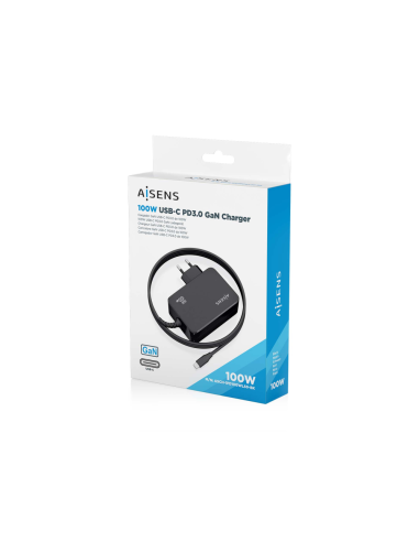 AISENS ASCH-1PD100WL50-BK cargador de dispositivo móvil Cámara digital, GPS, Teléfono móvil, Portátil, Smartphone, Tableta, Univ