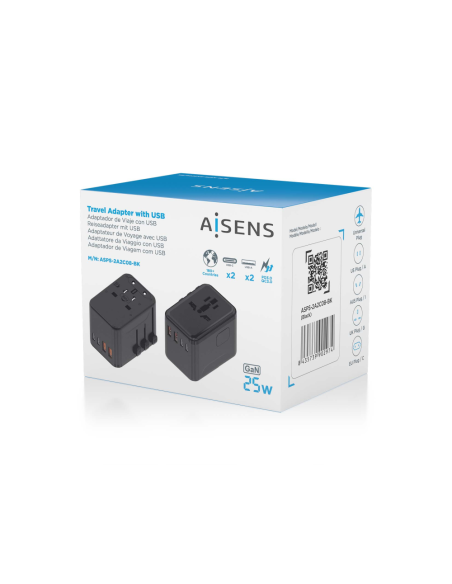 AISENS ASPS-2A2C08-BK cargador de dispositivo móvil Corriente alterna Carga rápida Interior