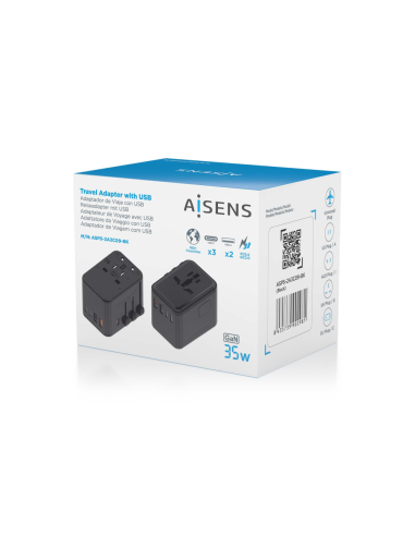 AISENS ASPS-2A3C09-BK cargador de dispositivo móvil Corriente alterna Carga rápida Interior