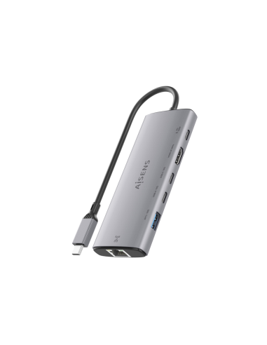 AISENS USB-C Dock 6 en 1, USB-C a 1xHDMI, 1xRJ45, 1xUSB-A 10G, 2xUSB-C 10G, 1xUSB-C PD, Gris, 20cm