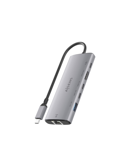 AISENS USB-C Dock 6 en 1, USB-C a 1xHDMI, 1xRJ45, 1xUSB-A 10G, 2xUSB-C 10G, 1xUSB-C PD, Gris, 20cm