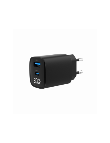 Gembird TA-UC-PDQC30LCD-BK-01 cargador de dispositivo móvil Smartphone, Reloj inteligente, Tableta Negro Corriente alterna Carga