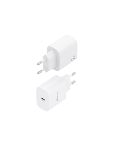 AISENS Cargador GaN 30W, 1xUSB-C PD3.0, Blanco