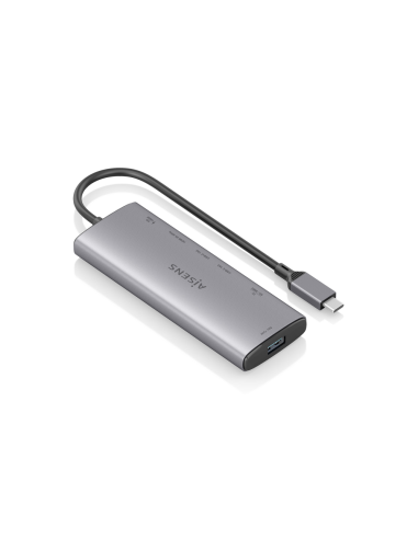 AISENS USB-C Dock 7 en 1, USB-C a 1xHDMI, 1xUSB-A 10G, 2xUSB-C 10G, 1xSD, 1xMicroSD, 1xUSB-C PD 100W, Gris, 20cm