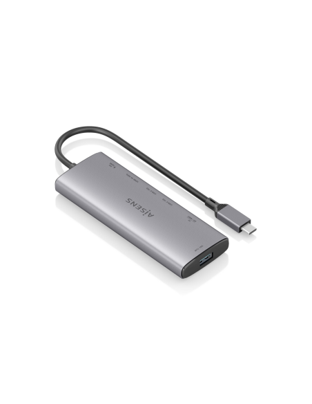 AISENS USB-C Dock 7 en 1, USB-C a 1xHDMI, 1xUSB-A 10G, 2xUSB-C 10G, 1xSD, 1xMicroSD, 1xUSB-C PD 100W, Gris, 20cm