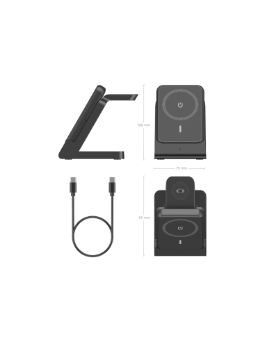 AISENS ASCH-15W4WC064-BK cargador de dispositivo móvil Auriculares, Smartphone, Reloj inteligente Cargador inalámbrico Interior